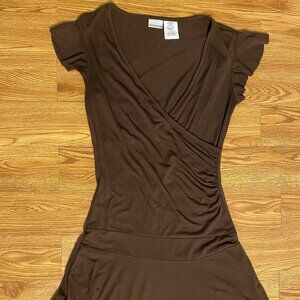 no boundaries women's juniors brown dress top size small 3/5